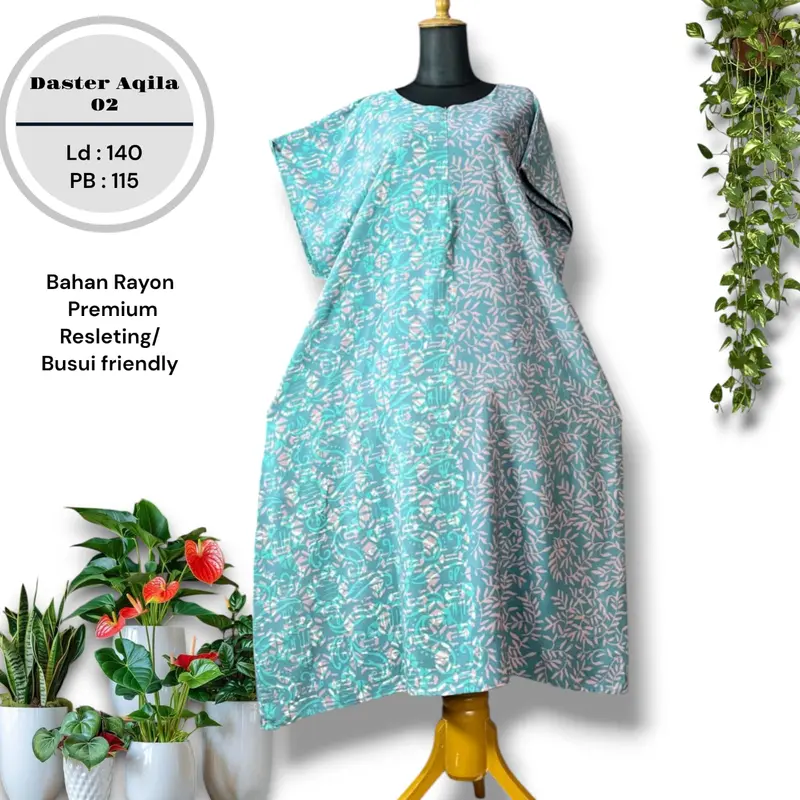 DASTER MIDI AQILA LD140 PB115 BATIK CAP TERBARU MAKSIMAL BB 110 KG WANITA BUSUI & BUMIL FRENDLY ASLI DARI PEKALONGAN MOTIF BUNGA BAHAN RAYON PREMIUM Cantik Pendek Kancing SEO Nyaman Tidur Panjang Kain Standar Katun Dress 3