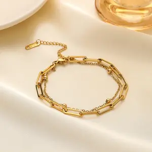 Lumina Jewels - Gelang Tangan 2 Layer Rantai Stainless Steel Anti Karat