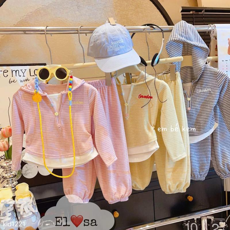 Quần áo bé gái-Sét áo có mũ quần bo gấu cho bé gái từ 1-5 t fom 10-20kg