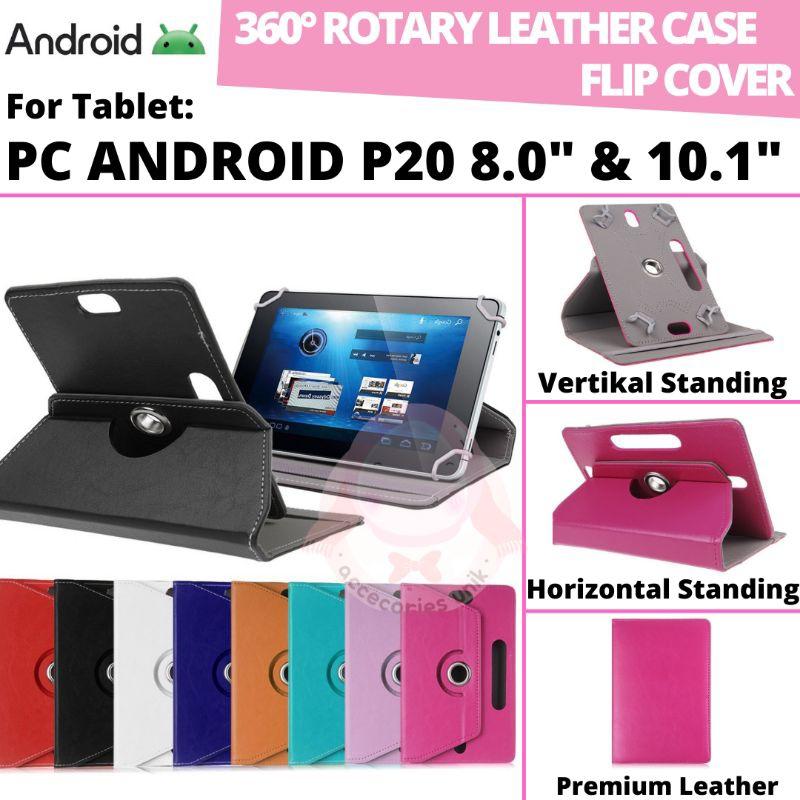 Tablet PC P20 8 10.1 10 inci Inch Android Tab Rotary Case Leather Flip Casing Book Cover Kesing Biru Hitam 0