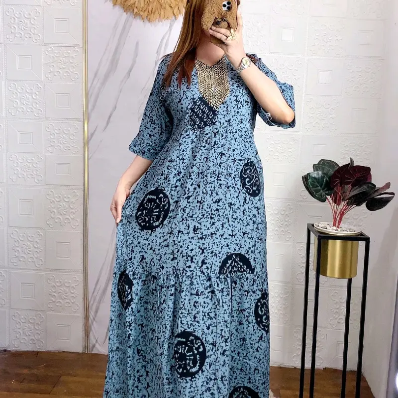Longdress batik abstrak | dress batik rayon tebal motif abstrak busui friendly | longdress dan daster murah Rayon tebal Renda Sultan 2