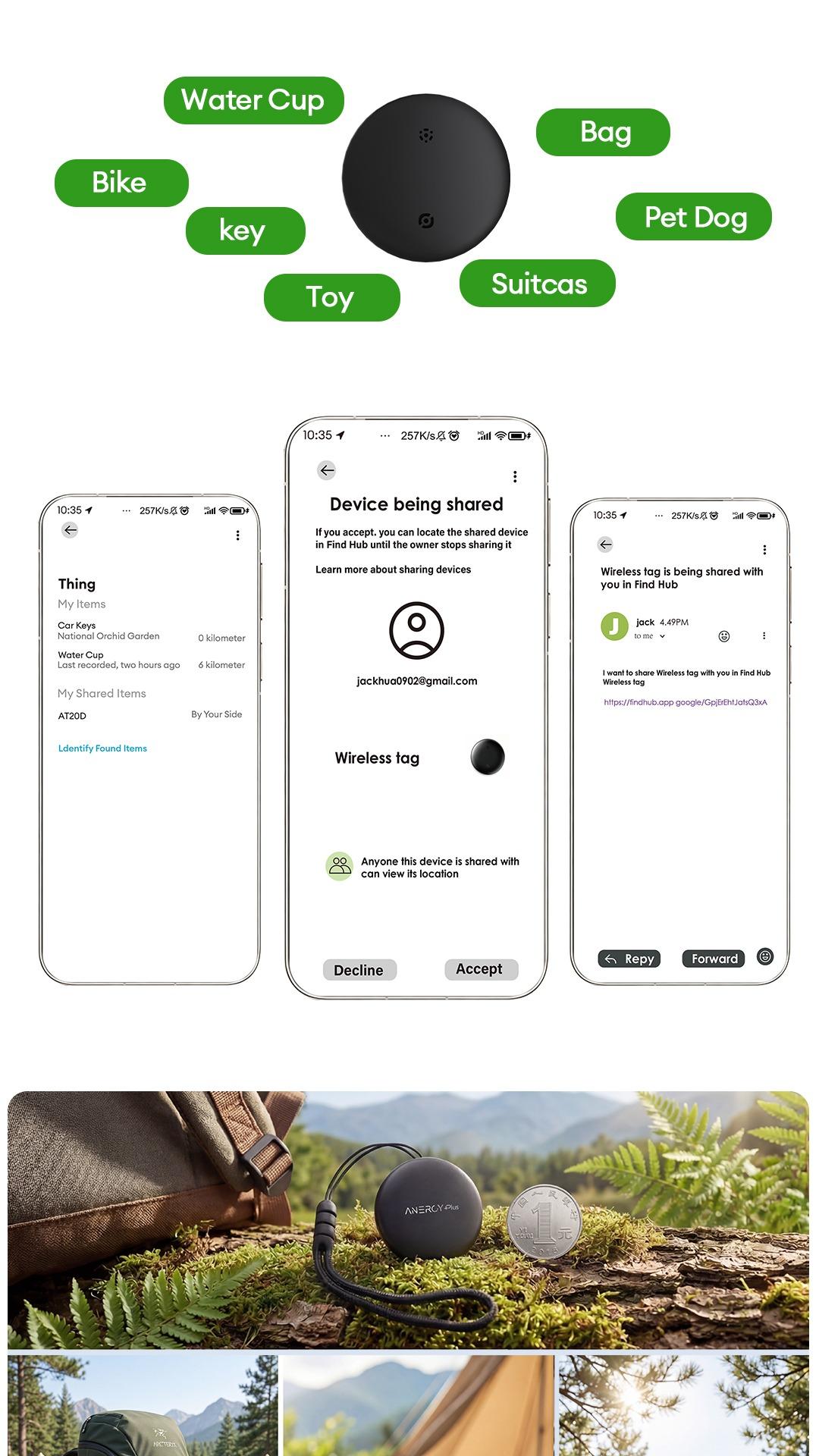 [Android Compatible] Airbot Anergy+ Tracker Tag AT20D | Black & White Product