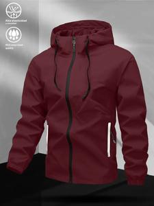 Chaqueta casual a prueba de viento para hombre, diseño de retazos duradero, tela cómoda y amigable con la piel, perfecta para actividades al aire libre y uso diario