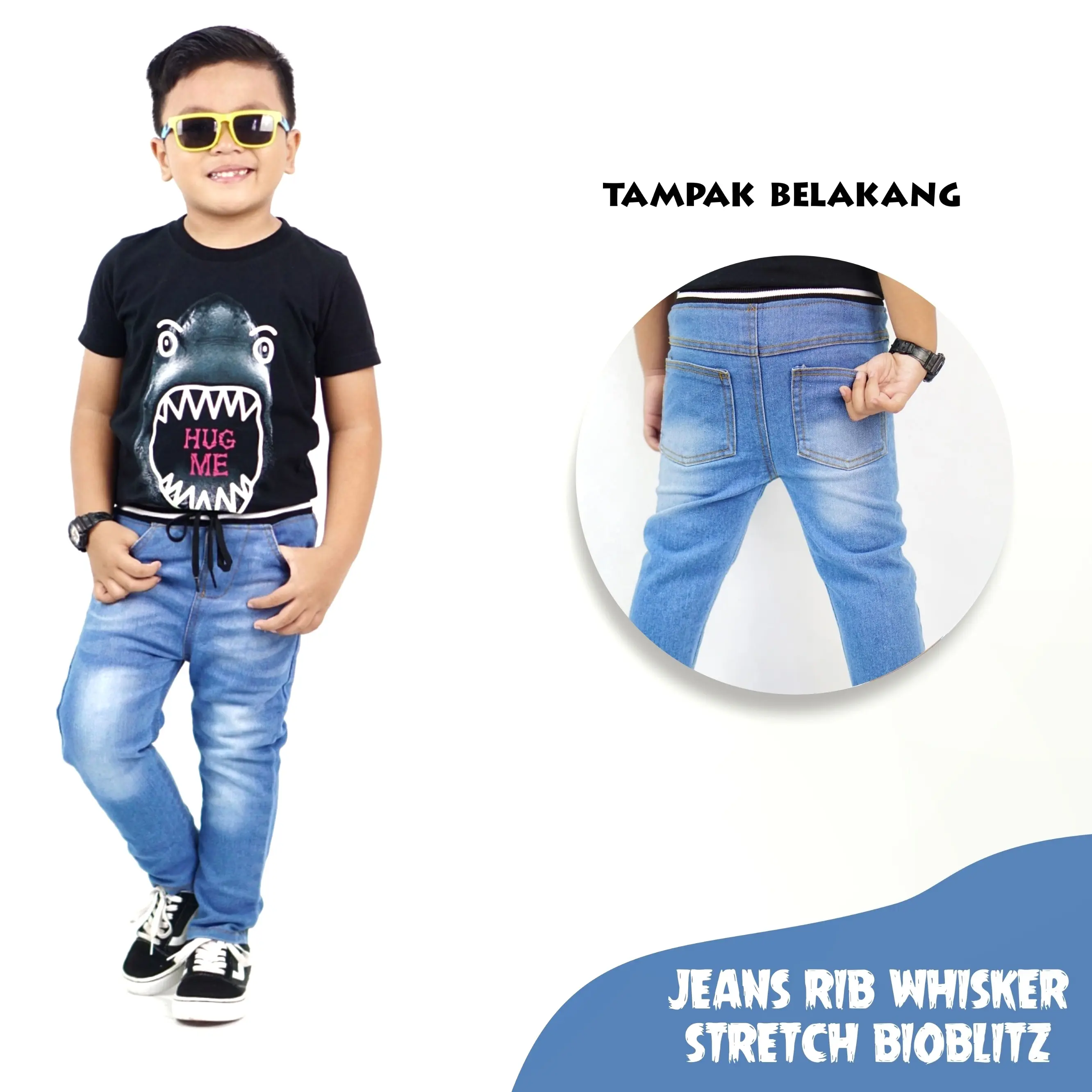 Celana Panjang Jeans Denim TR Anak Cowok 2-9 Tahun Bahan Tebal Melar Biru