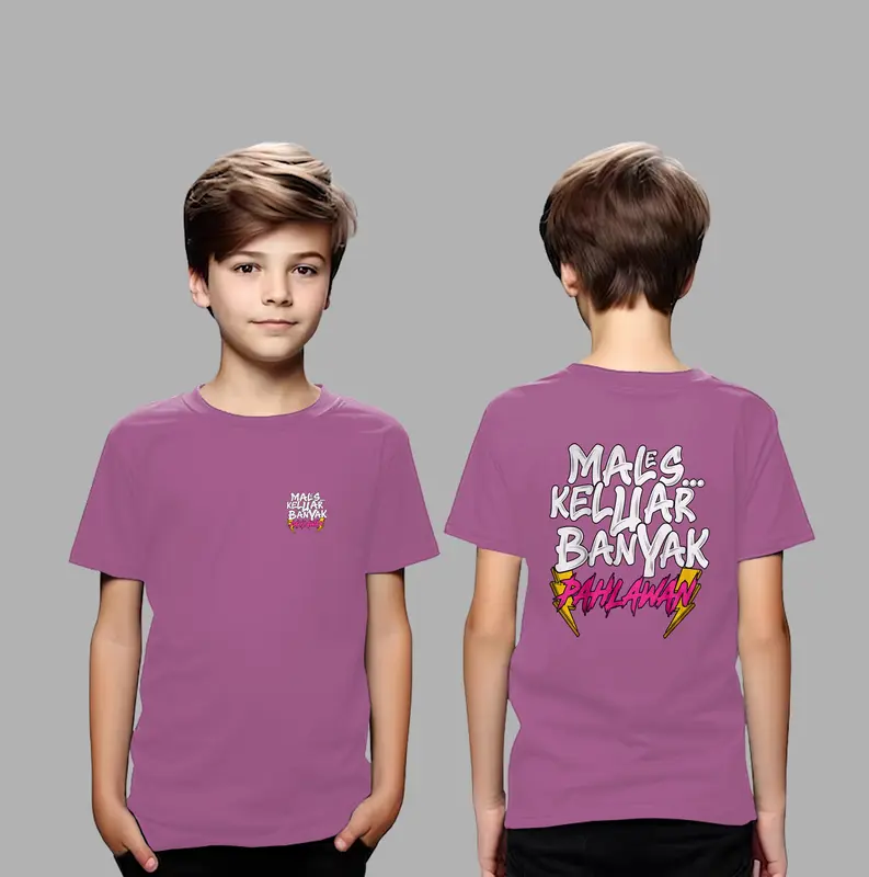Kaos Anak Kata Kata MALES KELUAR Sablon Depan Belakang 7