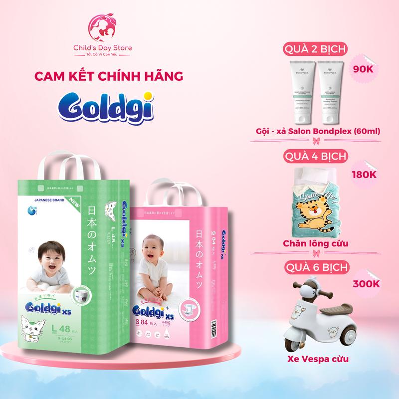   Combo 2 bịch  Tã bỉm Goldgi X5 đủ size dán quần - Nhật Bản cho bé - Childs Day Store bỉm quần tã cho bé bỉm mỏng bỉm đóng hè 