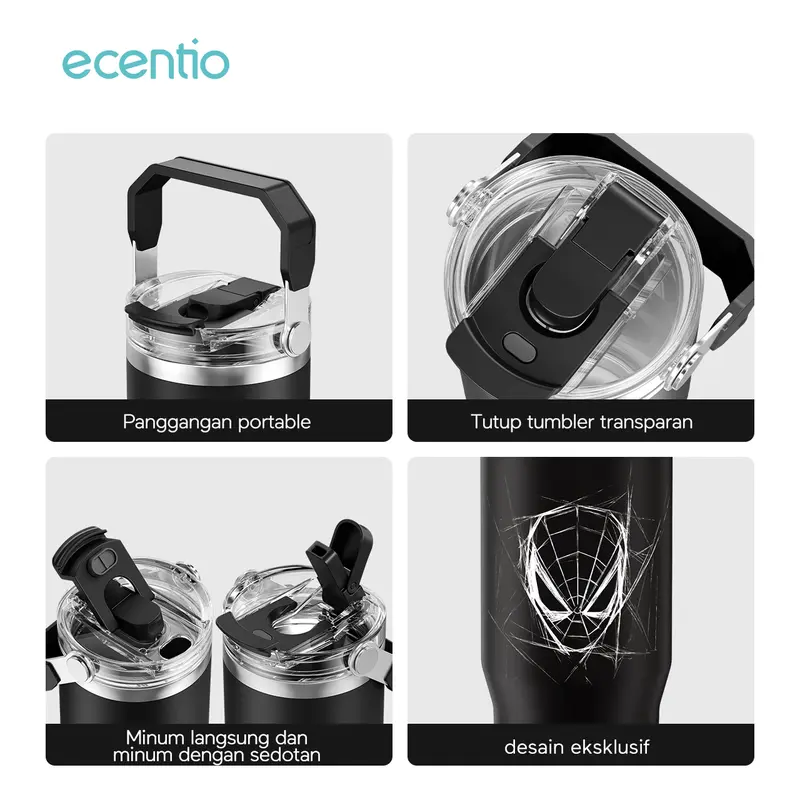 【LIVE】ecentio Tumbler Stainless Vacuum Spider-man 900ml Original Disney Marvel Portable Thermos Botol minum besar 7