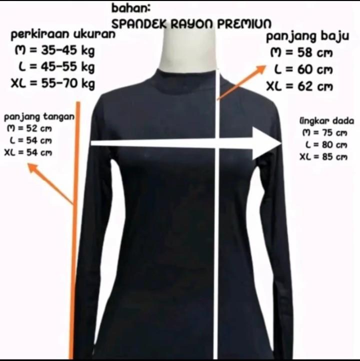 MANSET LENGAN PANJANG TURTLENECK - Manset Wanita Kerah Tinggi - Manset Kaos Polos Muslimah - Atasan Wanita Manset Adem