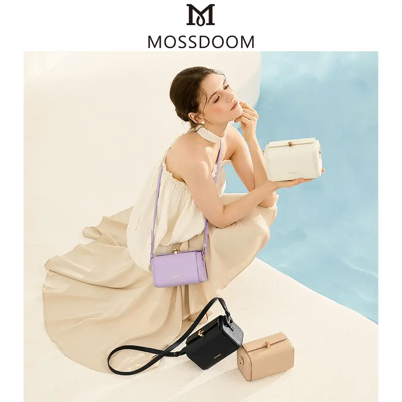 MOSSDOOM Tas Wanita Bexley Bag Tas Kotak Elegan Tas Selempang Desain Kunci Warna Solid 1