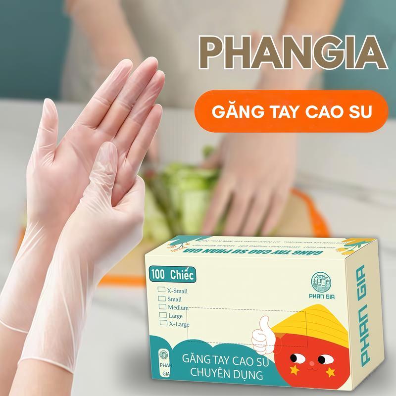 Hộp 100 Găng Tay Cao Su PHANGIA, Không Mùi, Không Bột, Mềm Dai, Không Kích Ứng, Bảo Vệ Da Tay Mỗi Ngày – An Toàn Cho Mọi Loại Da bao  tay  cao  su gang  tay  caosun  habep
