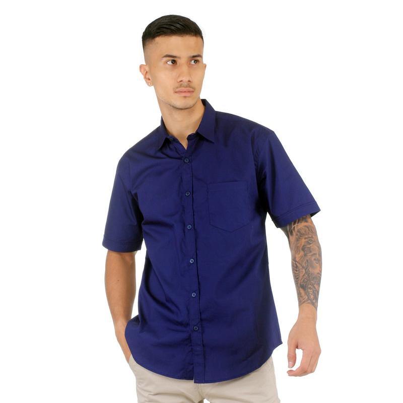 BENHILL Kemeja Basic Formal Pria Pendek Katun Poplin New Colors 1