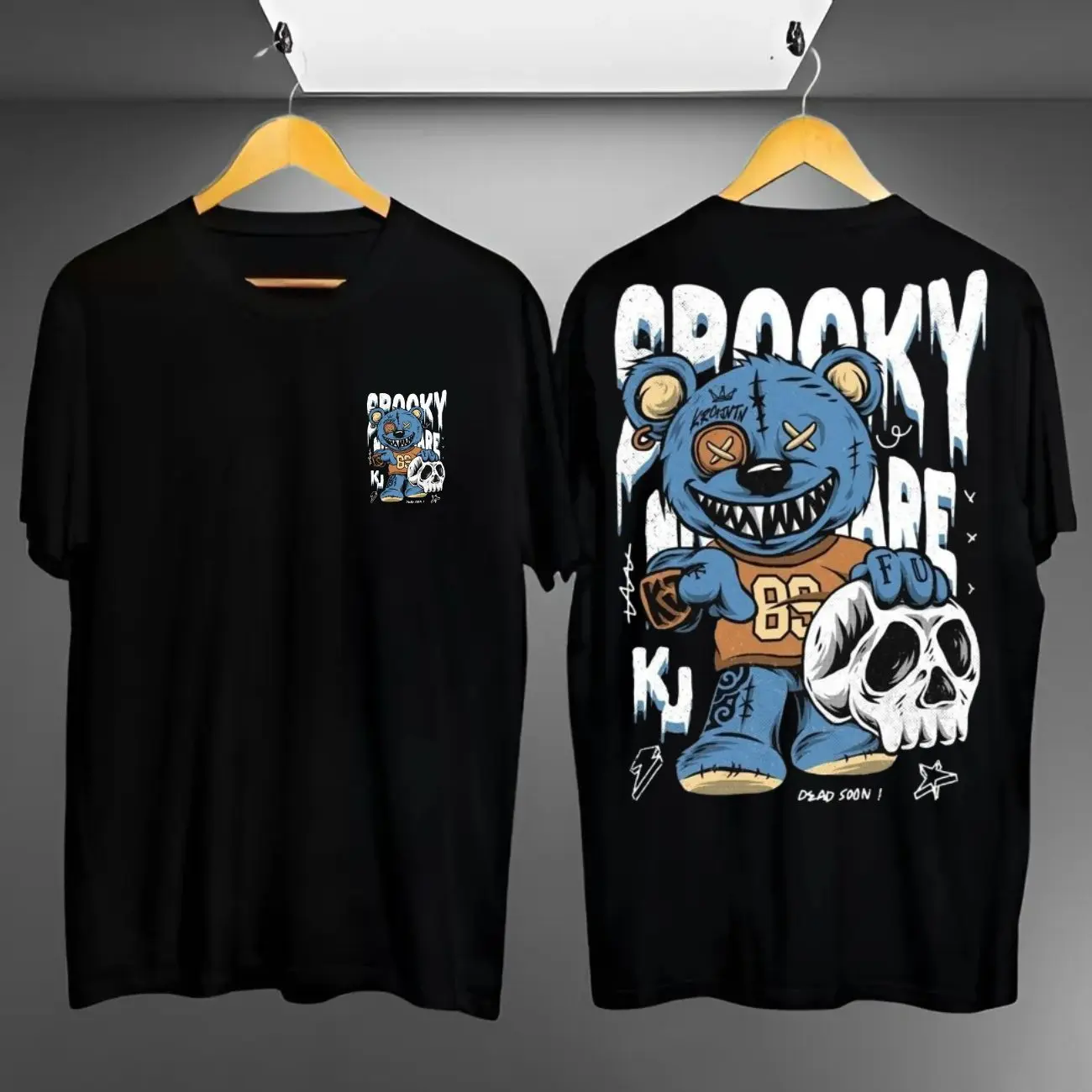 Kaos Distro Motif Spooky Bear Sablon Digital Printing Unisex Lengan Pendek - Keren, Dewasa, Panjang, Pria, Oblong, Katun