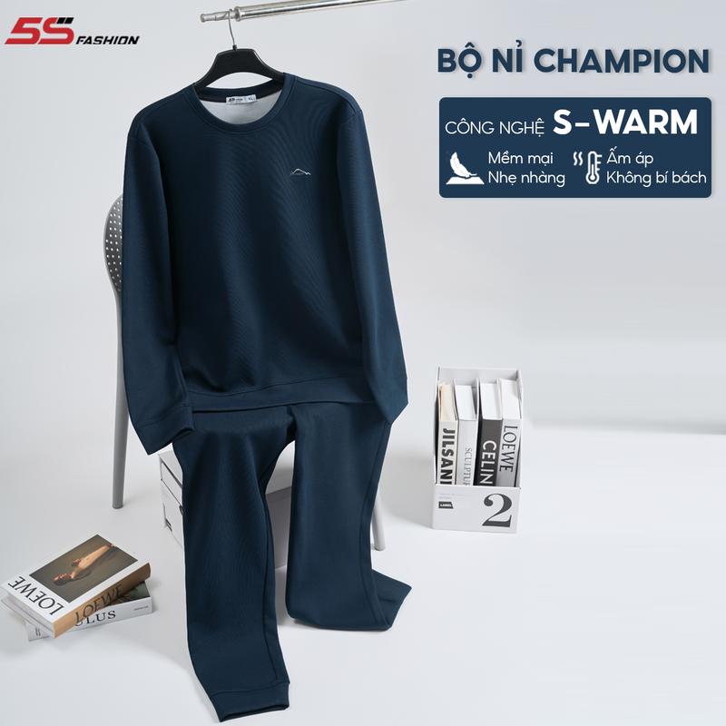 Quần Áo Nỉ Nam Mùa Đông 5S FASHION CHAMPION S-WARM Dày Dặn, Giữ Ấm, Thêu Tinh Tế (MBNI25013)