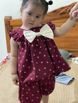 Product Review of [Havykids] Set Bộ Đỏ Đô Dáng Bí Đính Nơ Trắng Chất Đũi Hàn Cho Bé Gái from C**n n**n s**p 0
