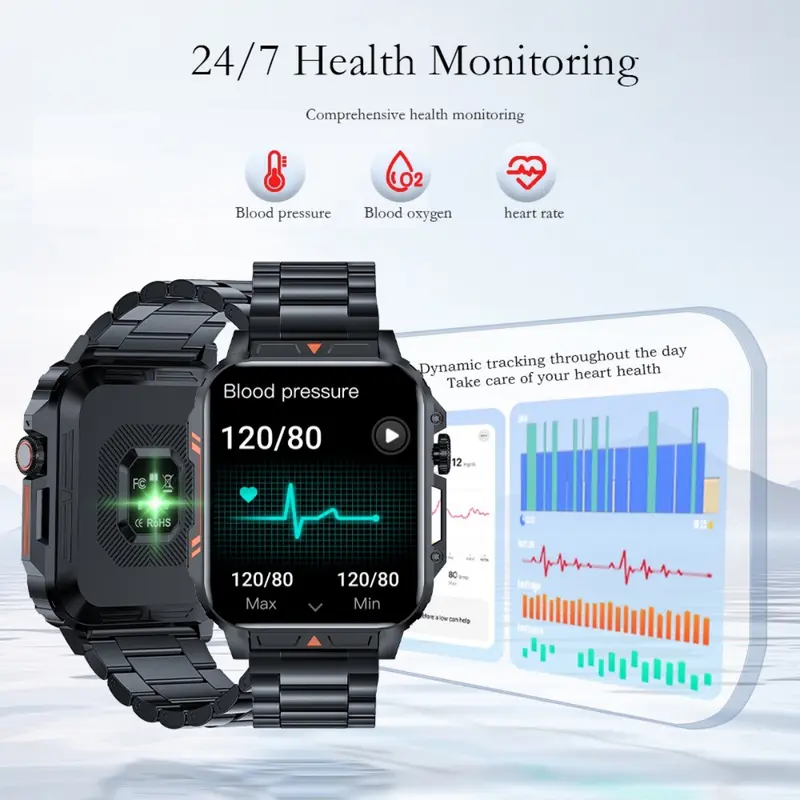 LIGE 2025 Jam Tangan Pintar Baru untuk Pria Panggilan Bluetooth Monitor Kesehatan Dengan Senter 100+ Mode Olahraga Smart Watch 4