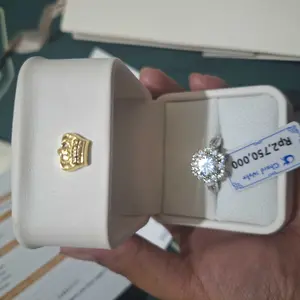 【003Harga telah dibanting, segera di CO】Chard Wake Cincin Wanita Berlian 2 Karat Perhiasan Cewek Adjustable Size Dilapisi Platinum Original Rings CWR098