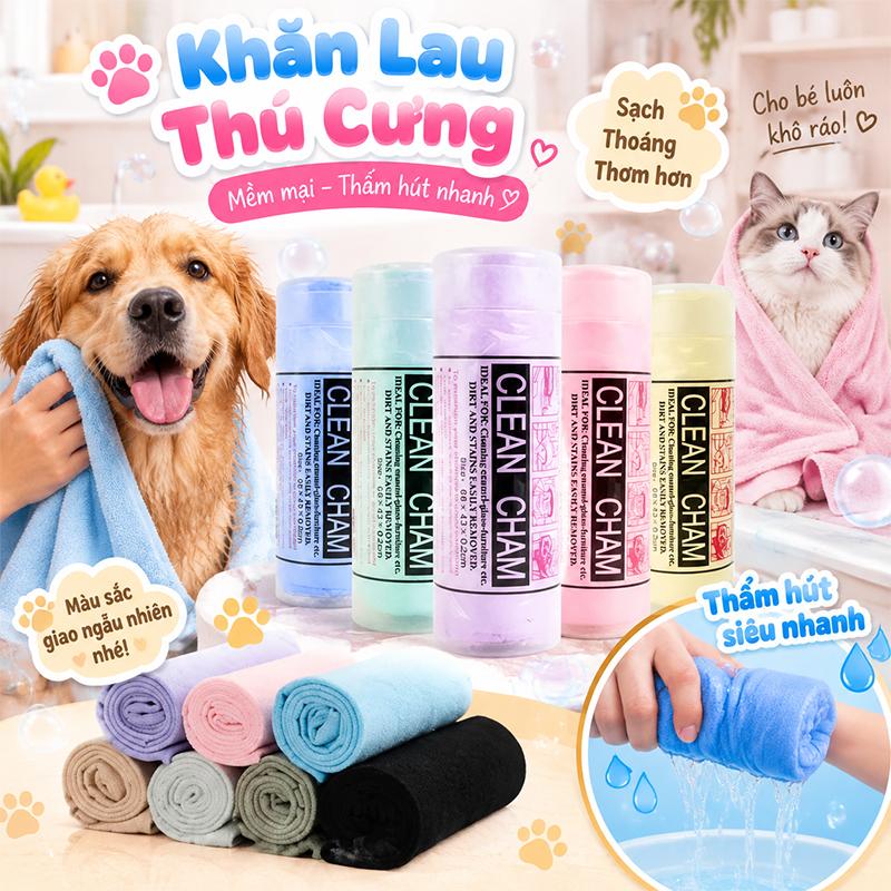 Khăn Tắm Cho Chó Mèo Siêu Thấm Hút Có Hộp Tiện Lợi