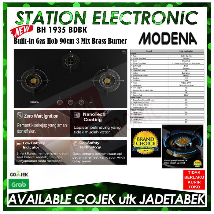 Gambar Modena BH 1935 BDBK Built-in Hob Kompor Tanam 3 Tungku Mix Kuningan 90 Cm dari Station Electronic Kota Administrasi Jakarta Utara Tokopedia