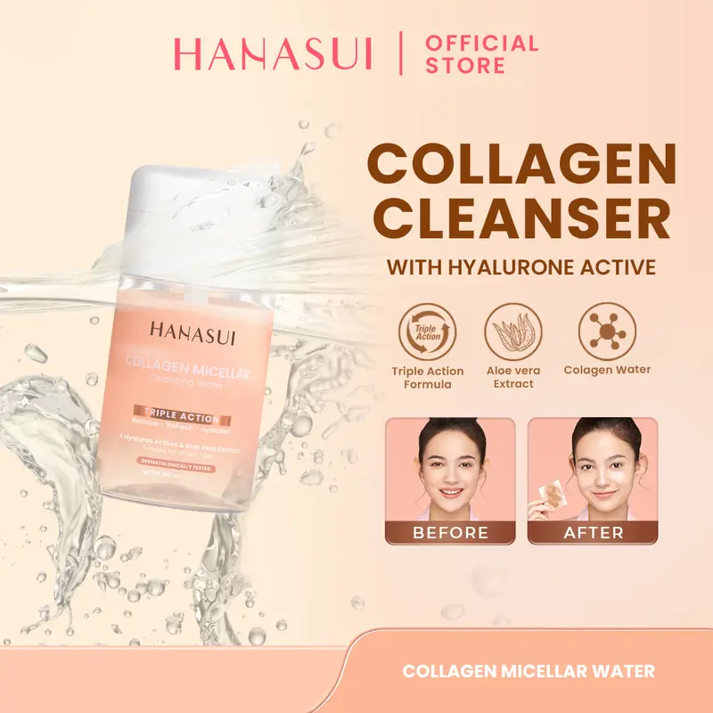 Hanasui Collagen Micellar Cleansing Water - Pembersih Wajah Make Up Remover Cleansing Water dan Melembapkan Wajah 0