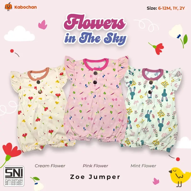 TERBARU!3pcs ZOE JUMPER RUFFLE BY KABOCHAN UP TO 2 YEAR 1