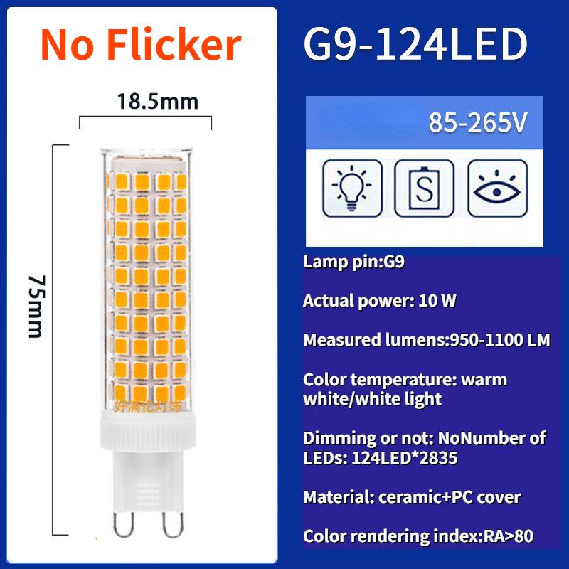 BIA Flicker-free G9 LED Corn Light, Wide Voltage 100-240V, High Brightness Energy-saving G9 LED Bulb, Ceramic, 5W, 9W, 10W, Warm White, White Light, Excellent Lighting 6
