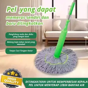 Alat Pel putar otomatis Pel lantai putar Twist Mop mikrofiber efisien 360°