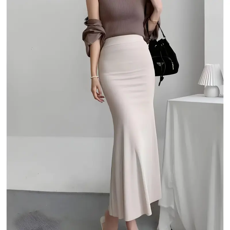 Rok Skirt Lunar Mermaid Duyung Wanita Kekinian Maxi Midi Bahan Scuba Elastis Melar Viral 2025 3