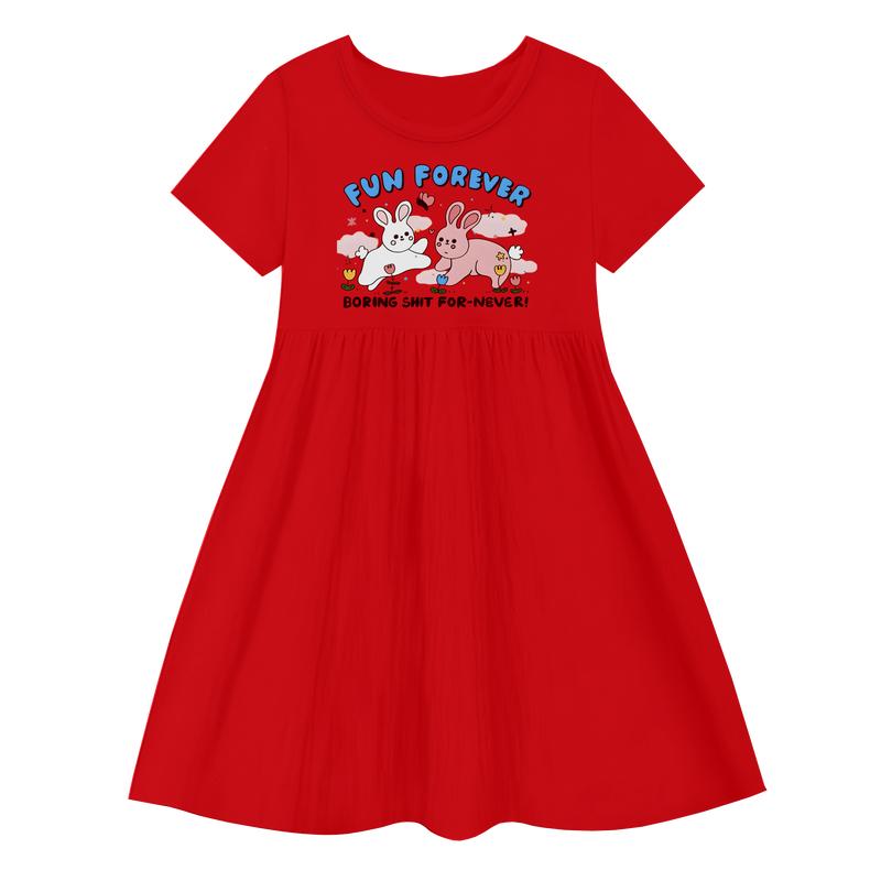 Luwi Kids Dress Kerut Anak Perempuan Gambar Fun Forever Fashion 0