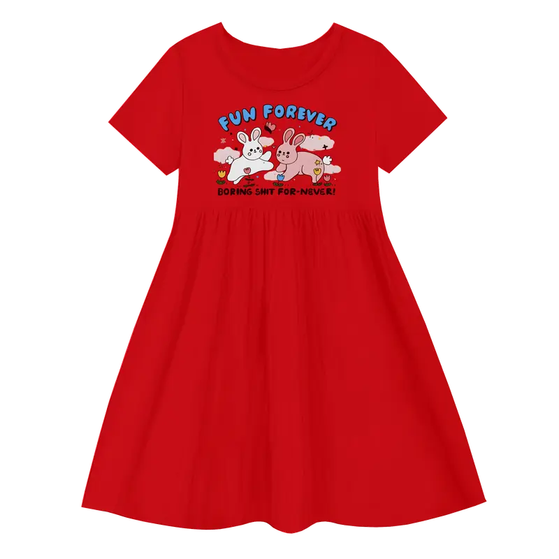 Luwi Kids Dress Kerut Anak Perempuan Gambar Fun Forever Fashion 0