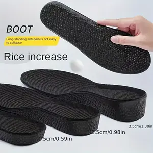 1 pair insole pengecam dalam sol pria dan wanita yang tak terlihat nyaman dan lembut penyerapan kejut olahraga yang menyerap insol 3.5cm Booster insoles Penambah kualitas fiber kaki alas higher Shoe