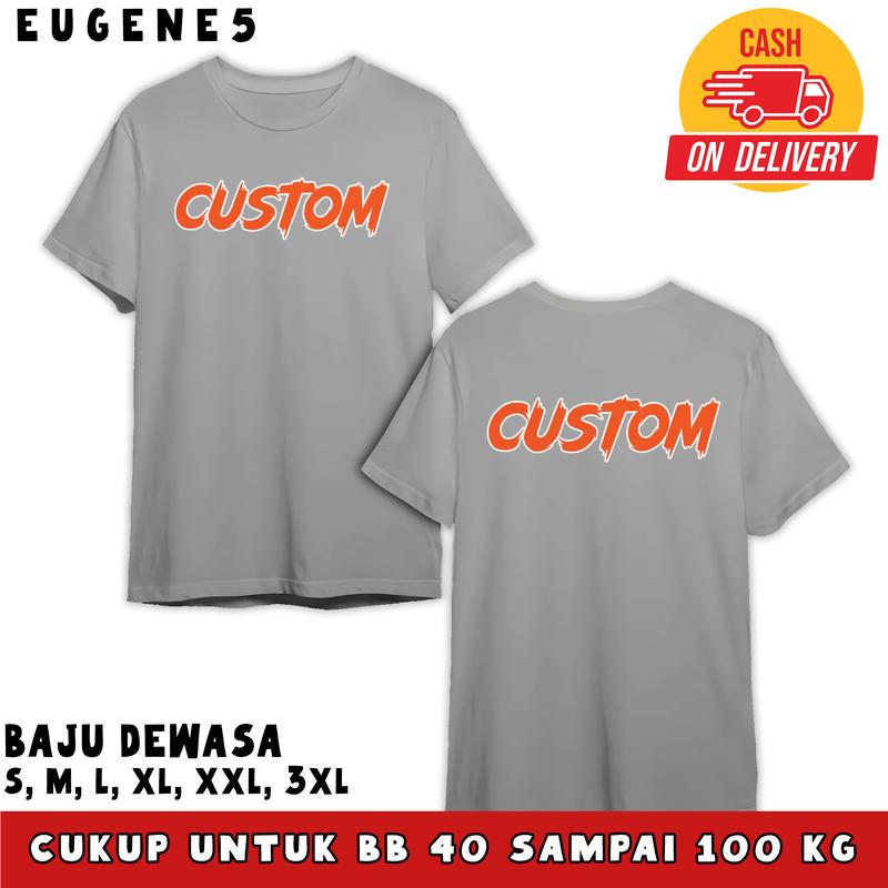 eugene5 Kaos Lengan Pendek Custom/Tidak Custom Bisa Baju Soft Distro Dewasa Pria Pendek Panjang Keren Silver Tshirt Oblong Simple 2