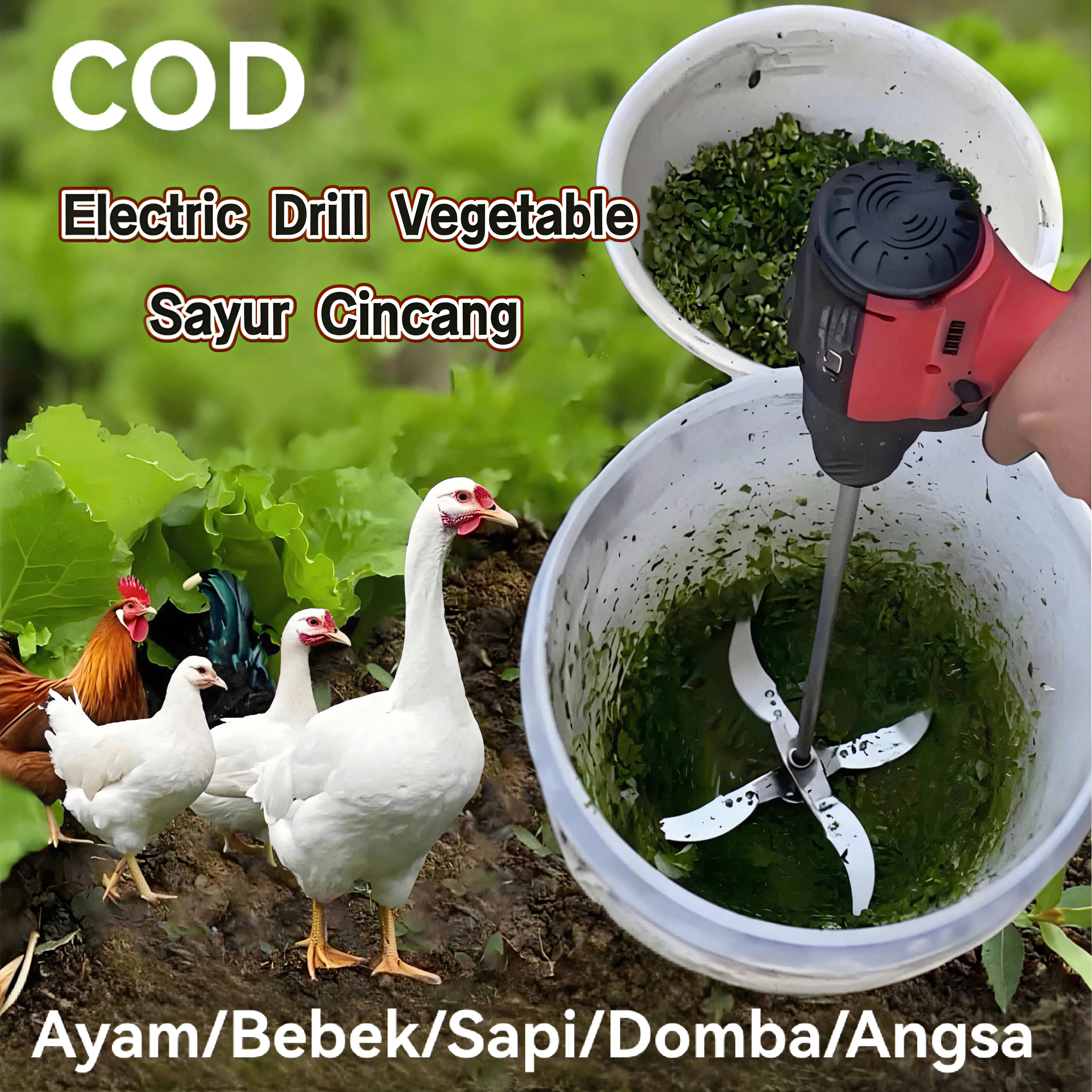 Bor Listrik Modifikasi Penghancur Sayur Mesin cacah rumput sayuran multifungsi pakan ternak entok ayam untuk dinamo dan stick bor