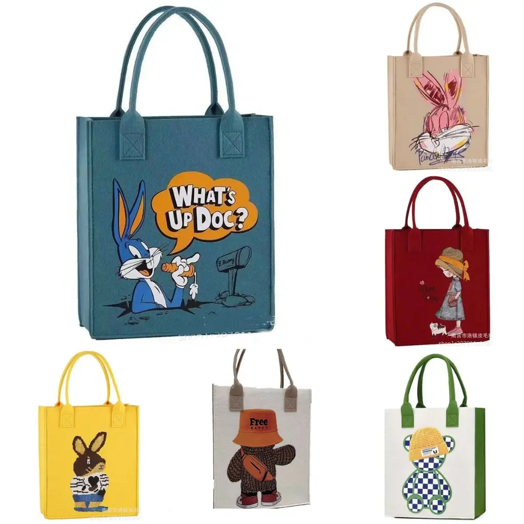Beg Tote, Gaya Baru, Kapasiti Besar, Atas Terbuka, Fesyen, Diperbuat daripada Felt, Sesuai untuk Membeli-belah, A112
