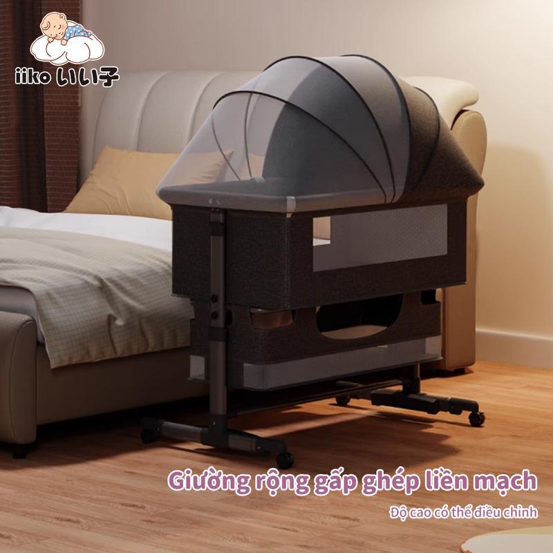 Nôi cũi vải cho bé gấp gọn có bánh xe di chuyển Nôi Đa Năng Chắc Chắn Nhiều Chức Năng Bảo Vệ Cho Bé