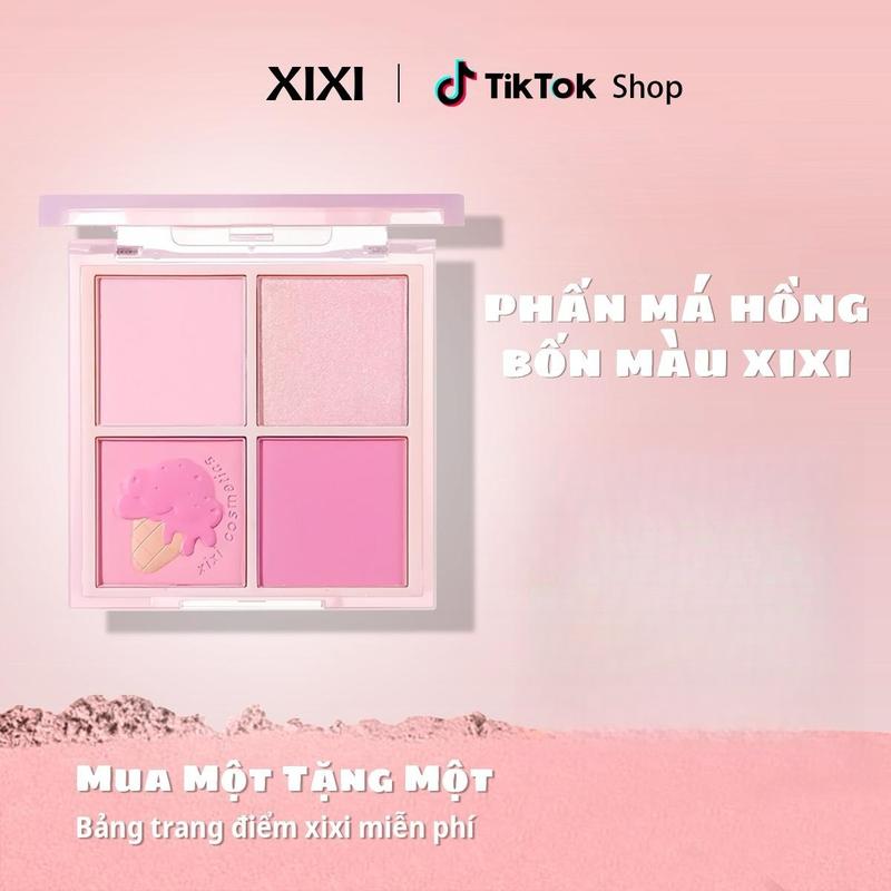 Phấn má Hồng xixi Phấn má Hồng bắt sáng 4 ô,Phấn Má Hồng Lì Lung Linh, Có Thể Pha Trộn, Bảng Phấn Mặt Phát Sáng
