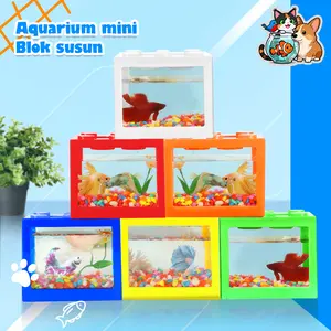 Akuarium kolam ikan Aquarium Akrilik Mini Block Kotak Ikan Hias Ikan Cupang Kura Kura