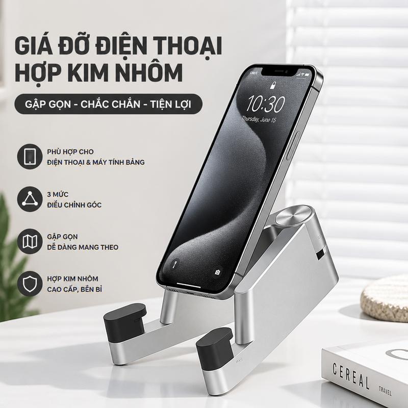 giá đỡ để điện thoại,Điện thoại di động/máy tính bảng phổ quát,Ổn định và bền,Nhỏ gọn và di động,Có thể gập lại,Ba bánh răng có thể điều chỉnh,Vật liệu hợp kim nhôm cao cấp Phụ kiện tiện ích
