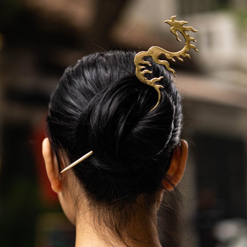 Trâm Cài tóc Phượng Cổ Chế Tác Thủ Công Bằng Đồng Thương Hiệu Tonkin Craft Trâm Việt Phục