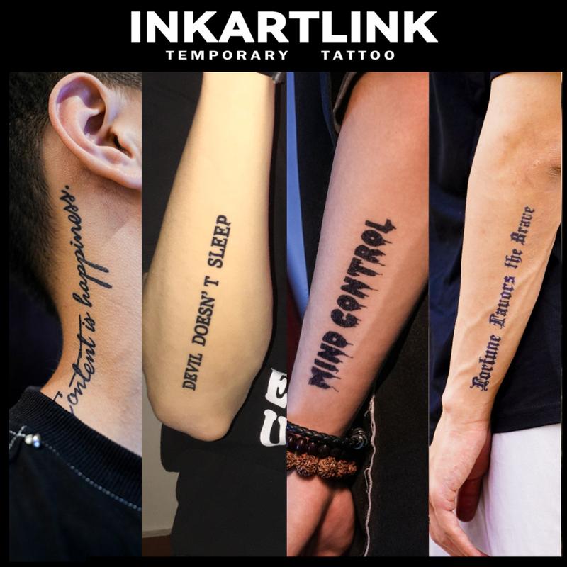Miếng Dán Hình Xăm Tạm Thời, Cụm Từ Truyền Cảm Hứng Tiếng Anh, Dành Cho Nam Giới, Hình Xăm Giả, Không Thấm Nước Trong 7-15 Ngày, Hình Xăm Ma Thuật, Hình Xăm Tối Giản