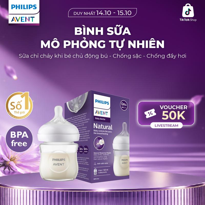 Bình Mô Phỏng Tự Nhiên Mới Philips Avent Natural Response - Cảm giác và động tác như tự nhiên - 125ml/ 260ml/ 330ml ( Hộp 1 bình)