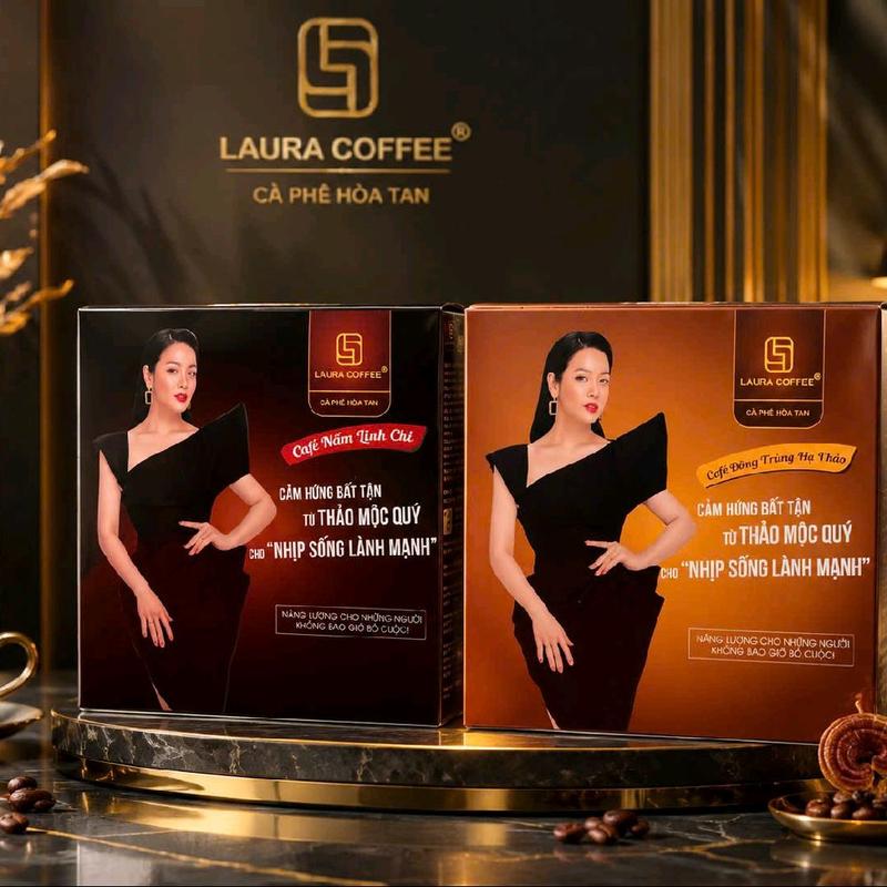 Combo 2 Hộp cafe Laura với 2 vị Nấm Linh Chi và Đông Trùng Hạ Thảo mang đến cho bạn sự trải nghiệm tuyệt vời (hộp 10gói)
