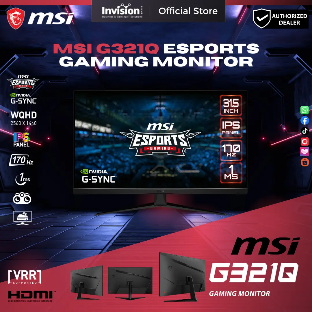 MSI G321Q 32" WQHD 170Hz IPS Gaming Monitor – with 2K Resolution PS5 Optimization with VRR function