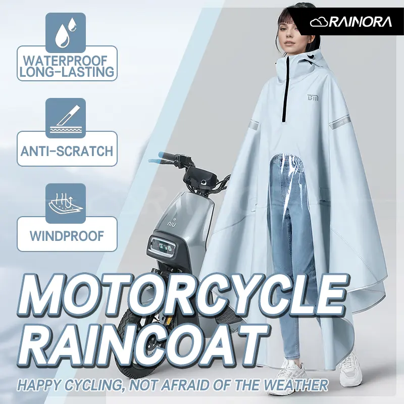 Fashion Thickened Extra Wide Rain Poncho for Electric Scooter, E-Bike & Motorcycle – Full-Body Stormproof Raincoat