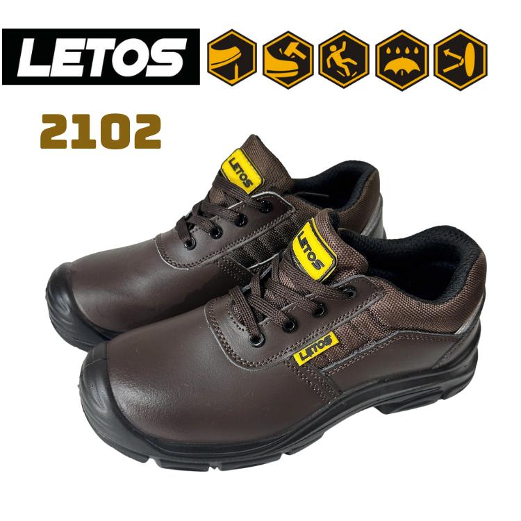 Giày Bảo Hộ LETOS LTS-2102 Da Bò Màu Nâu Giầy Bảo Hộ giám đốc chống thấm nước bảo hành 3 tháng