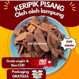 PROMO 250 gram keripik pisang kepok coklat & aneka rasa khas lampung (irisan panjang)