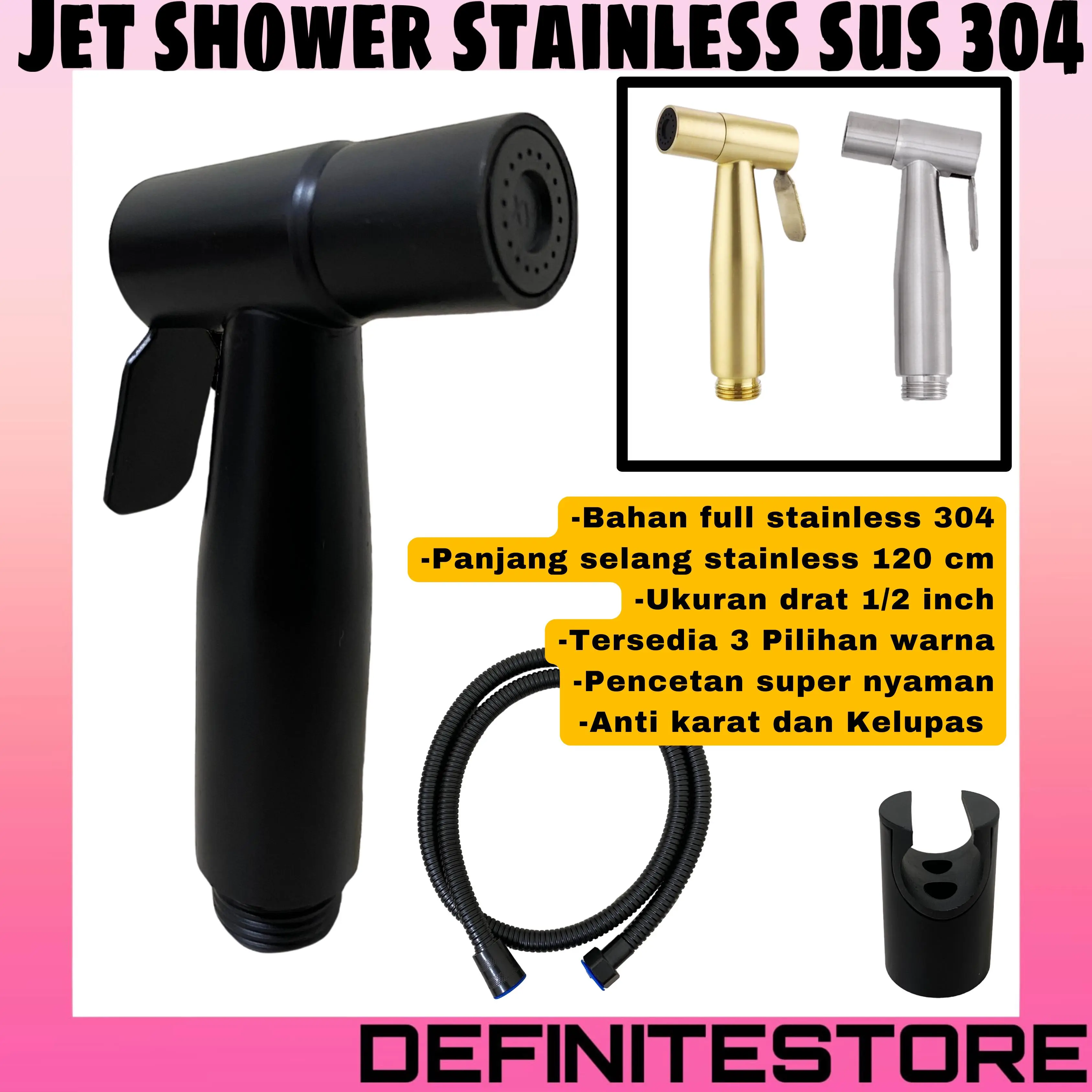 Jet Shower Closet Stainless Bidet Toilet Jet Washer Semprotan Toilet Spray Air Bidet Shower Kepala Jet Shower Toilet SUS 304 Komplit Set 1/2 Inch Anti Karat bidets toilets duduk