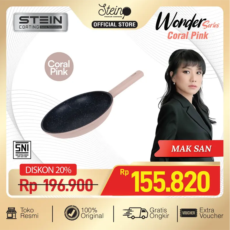 [EXCLUSIVE MAKSAN] STEIN Wonder Series Fry Pan - Wajan Penggorengan 20cm (5 Layers Stein Coating) 0