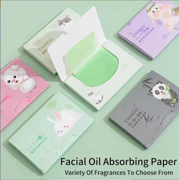 100 tờ giấy thấm dầu mặt cao cấp, dễ mang theo, kiểm soát dầu nhờn từ trà xanh, loại bỏ và hấp thụ dầu thừa trên da mặt