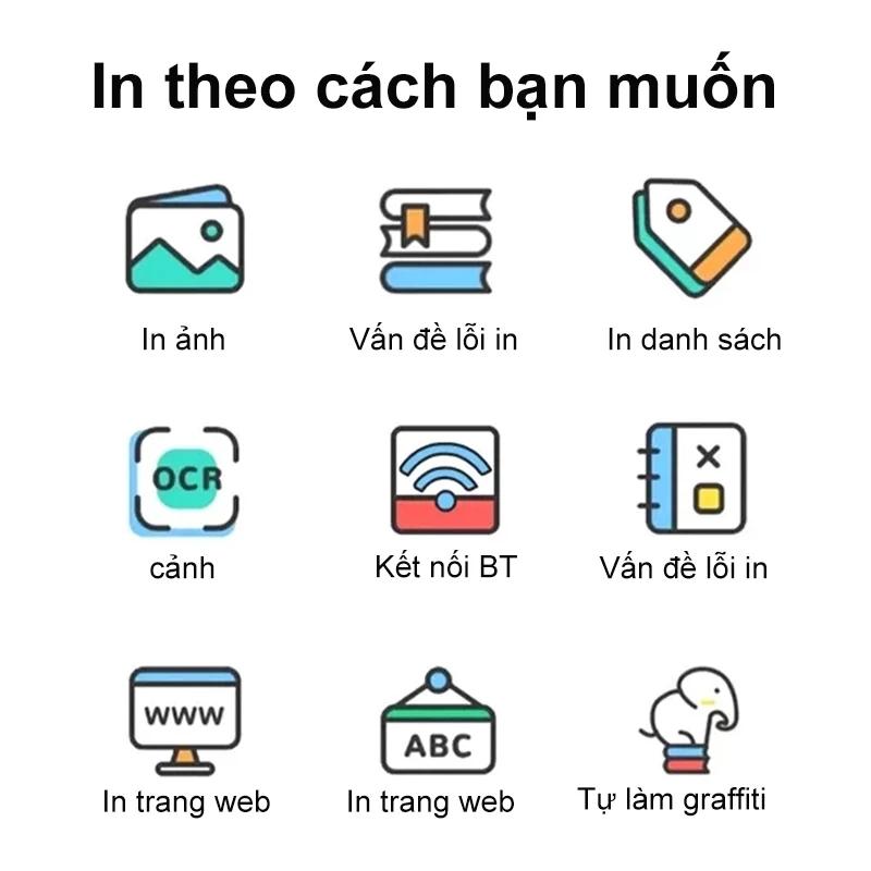 Máy In Nhiệt Mini Bluetooth cầm tay Máy in Hoá đơn Máy In nhãn Android IOS 6