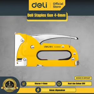 Deli Stapler Gun / Staples Tembak 4-8mm Perkakas EDL238001 Alat Stainless Kantor Stationery
